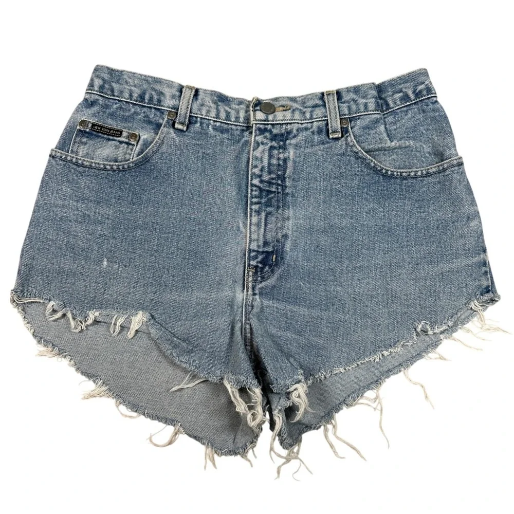 New York‎ Company Light Wash Denim Cutoff Shorts Size 12 high rise frayed